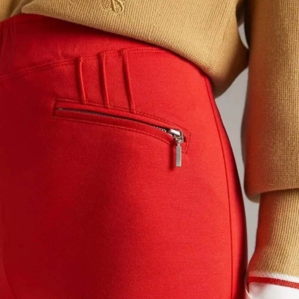 Maeve Anthropologie Red Pullon Split Hem Trouser Pant Size XS - Picture 3 of 6